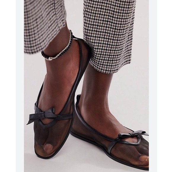 Free People Shoes - Free People Mesh Mania Bow Flats Black